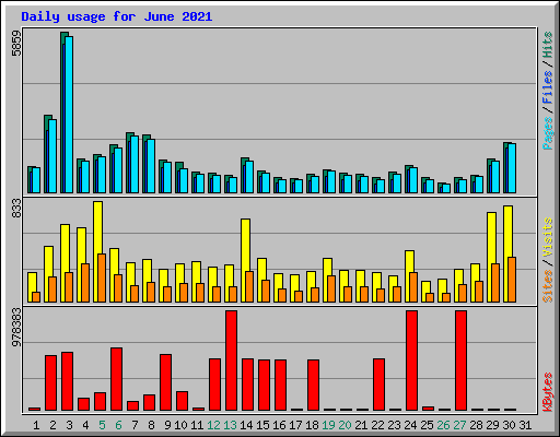 Daily usage for June 2021